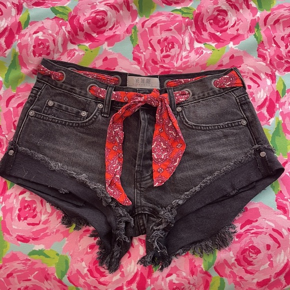 Free People Pants - free people sash belt jean shorts